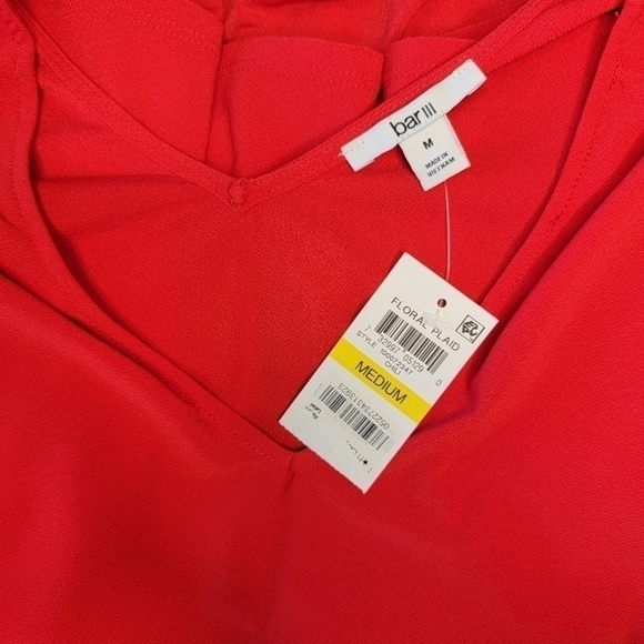 BAR III- Bar-Back Peplum Top - Red - Medium - Picture 8 of 8